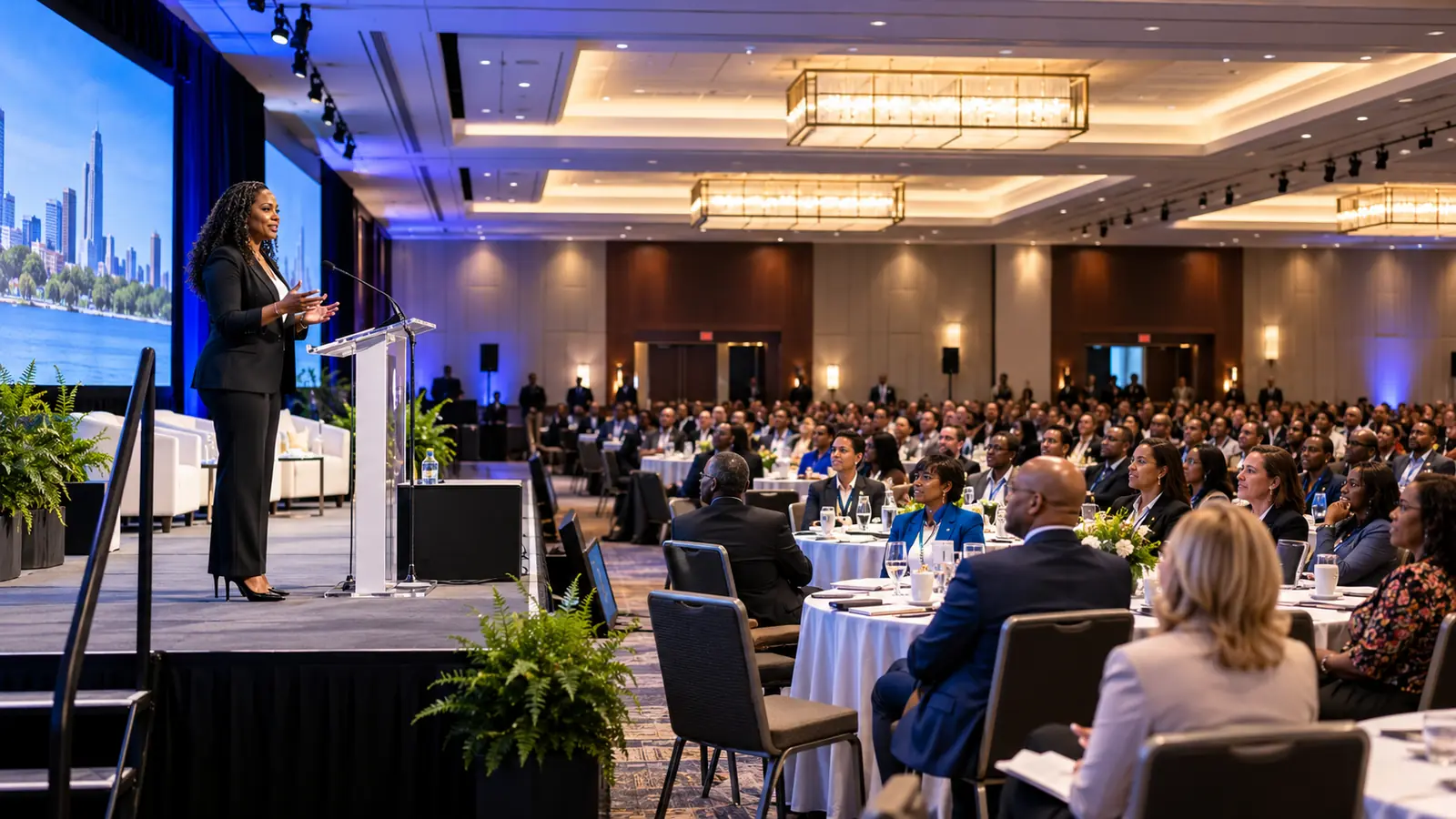 Members listening to a presentation at an annual general meeting